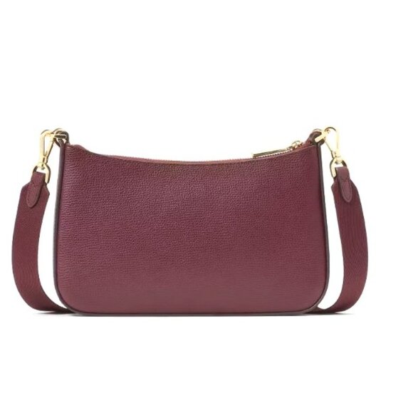 Kate Spade Womens Duet Wine Merlot Flower Grain Leather Small Crossbody New - Picture 7 of 11